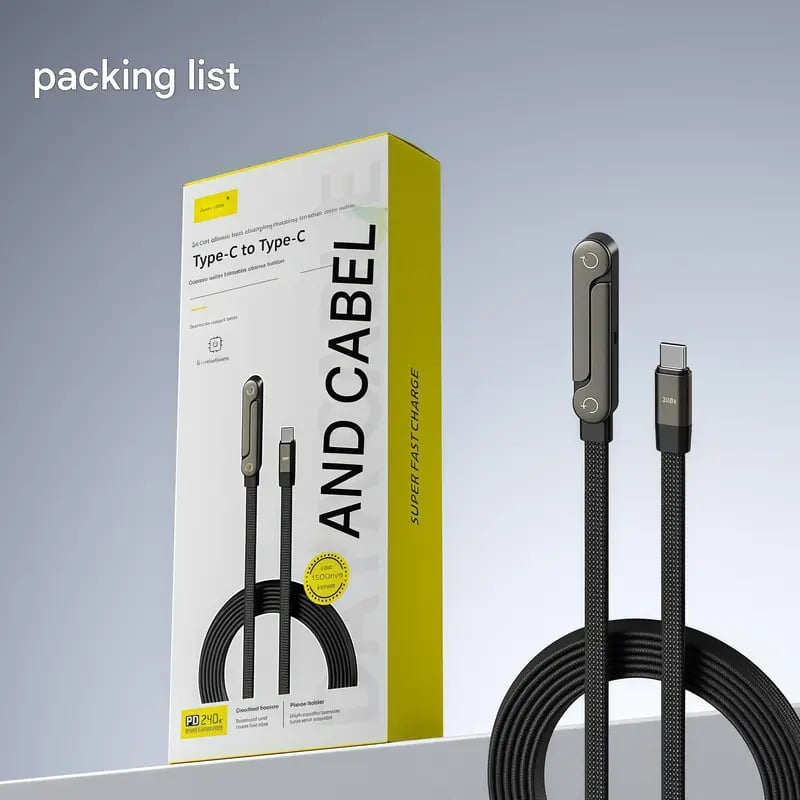 🔥InvisiHold Pro – 2-in-1 240W Fast Charging Cable with Built-in Stand