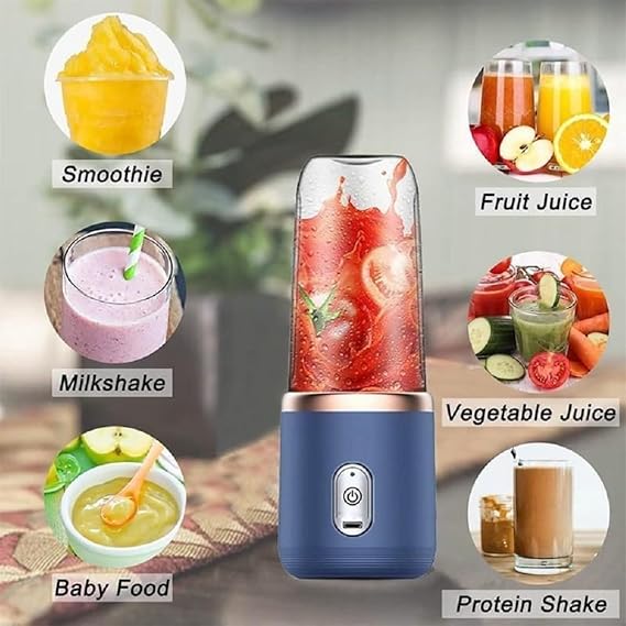 Portable USB Rechargeable Mini Blender – 6 Blade Smoothie & Juice Maker