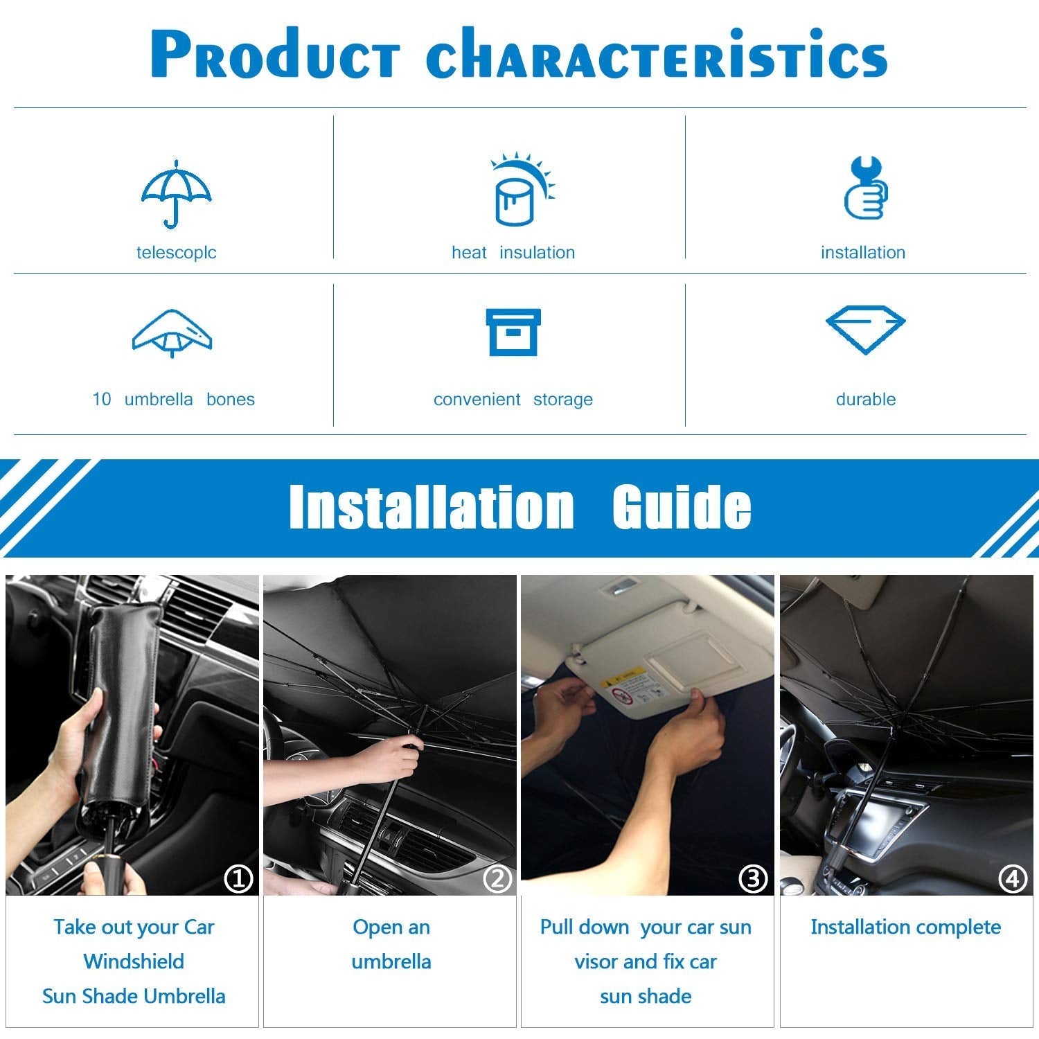Foldable Car Windshield Sun Shade Umbrella
