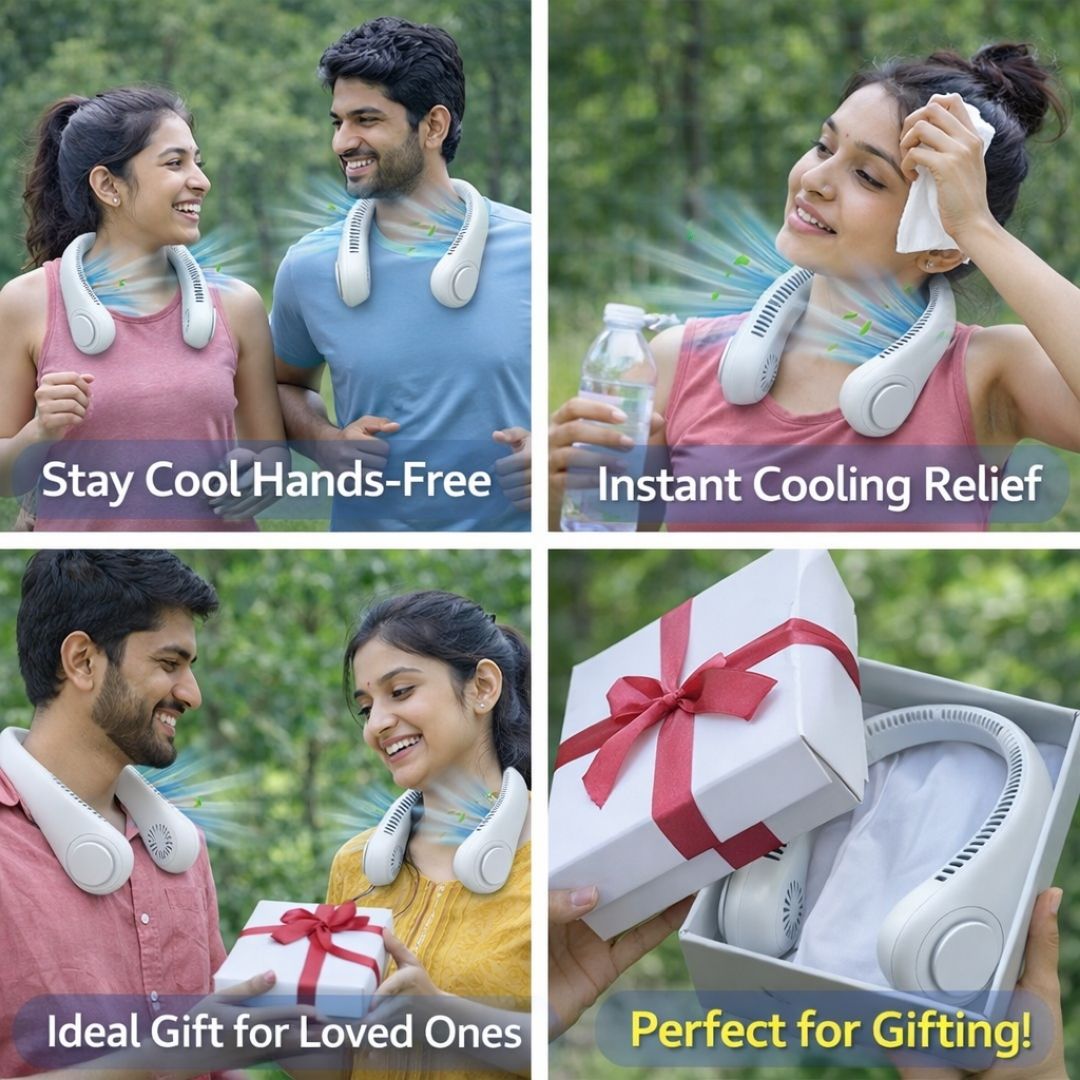 NeckFan™ – Wearable Neck Fan | Soft Airflow | Outdoor & Travel Cooling