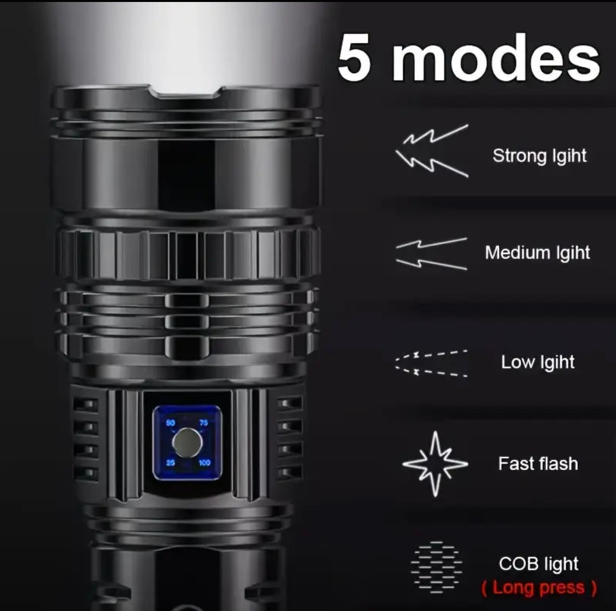 VoltBeam Pro™ – Zoomable Rechargeable Metal Flashlight (Power Bank + 12H Backup) | BUY 1 GET 1 FREE