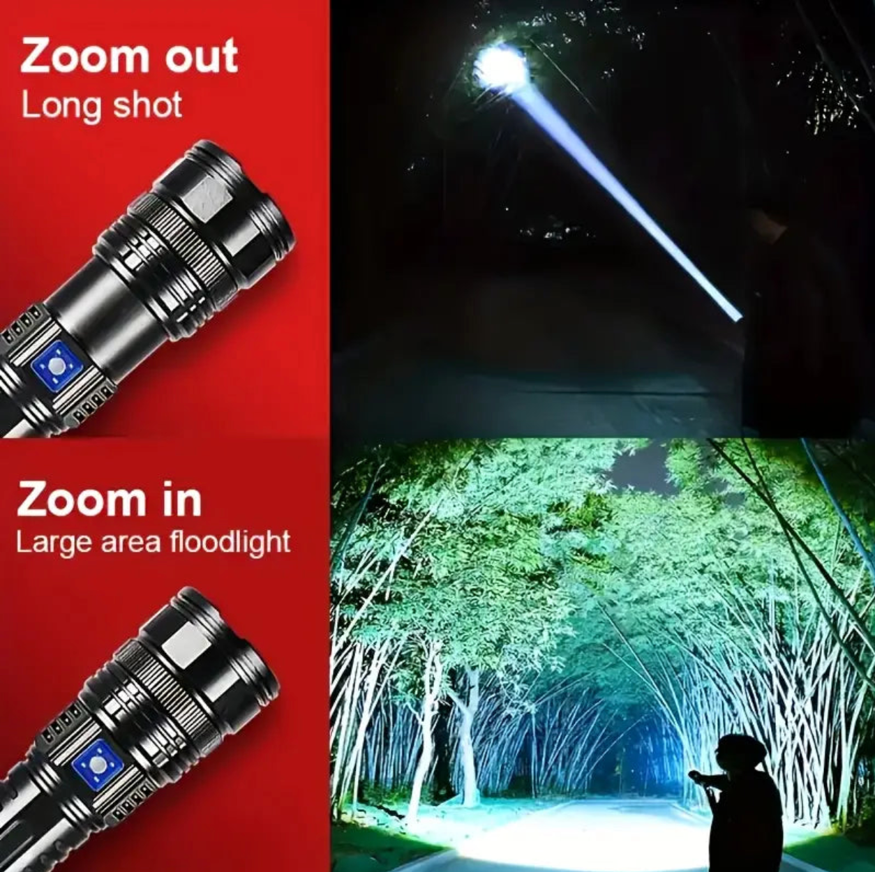 VoltBeam Pro™ – Zoomable Rechargeable Metal Flashlight (Power Bank + 12H Backup) | BUY 1 GET 1 FREE