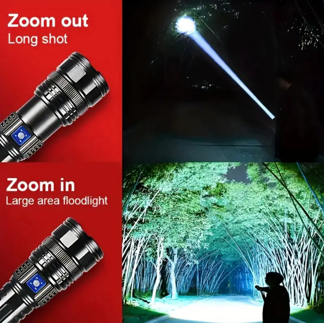 VoltBeam Pro™ – Zoomable Rechargeable Metal Flashlight (Power Bank + 12H Backup) | BUY 1 GET 1 FREE