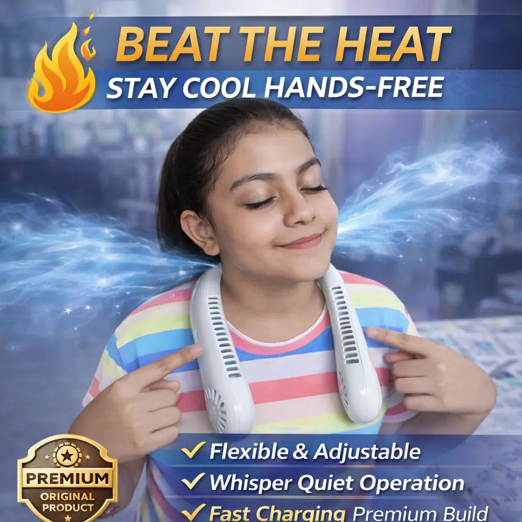 NeckFan™ – Wearable Neck Fan | Soft Airflow | Outdoor & Travel Cooling
