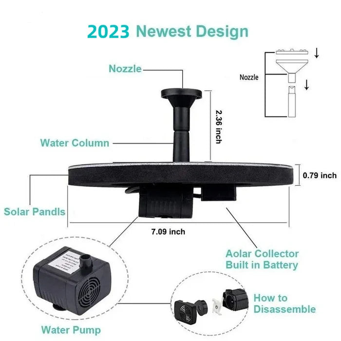 🌞New arrival 70% OFF!⛲Compact Solar Bird Fountain Pump – Keep Your Garden Alive!🏖️