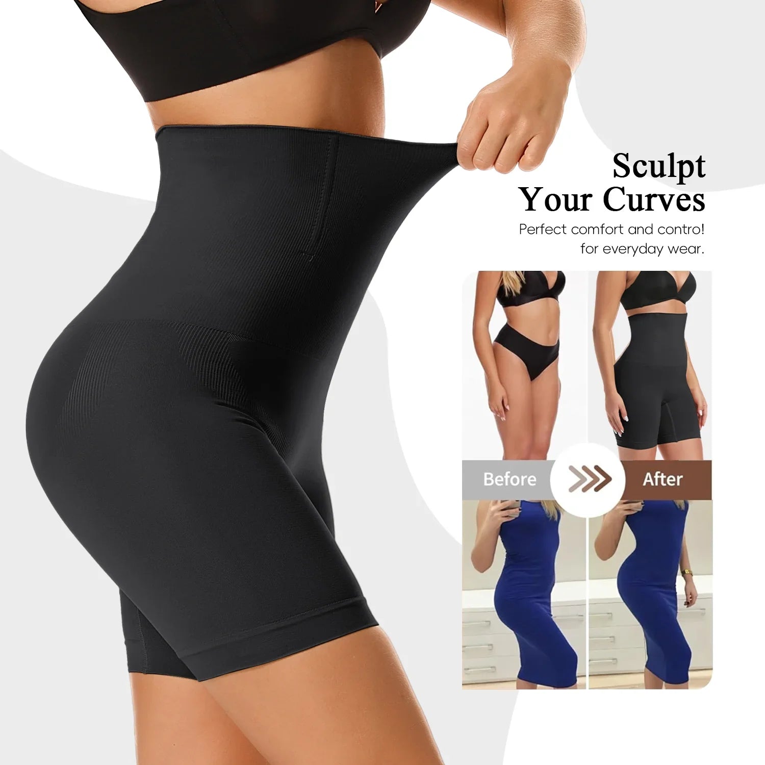 High Waist Tummy Shaper Shorts - Instant Slim Look